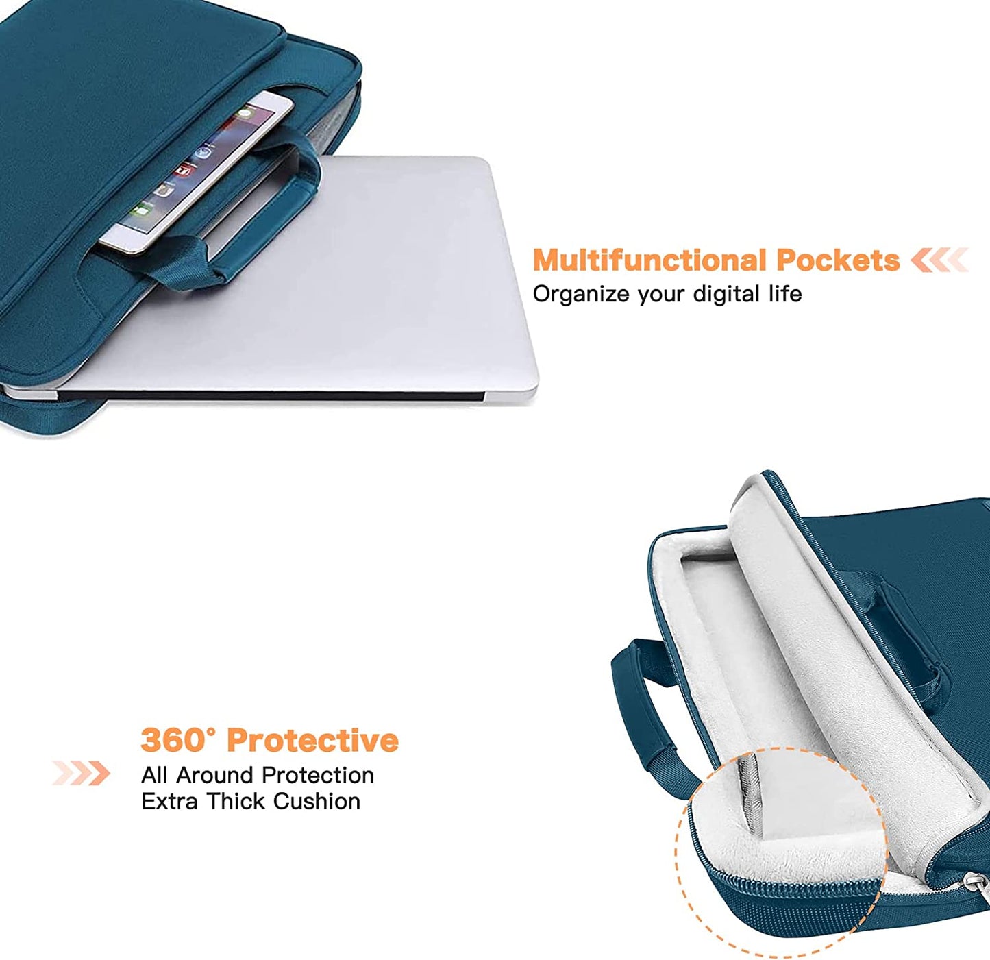 360 Protective Laptop Shoulder Bag Compatible with Macbook Pro 16 Inch 2021 2022 M1 A2485/2019-2020 A2141/Pro 15 A1398, 15-15.6 Inch Notebook, Matching Color Sleeve with Belt, Hunter Green