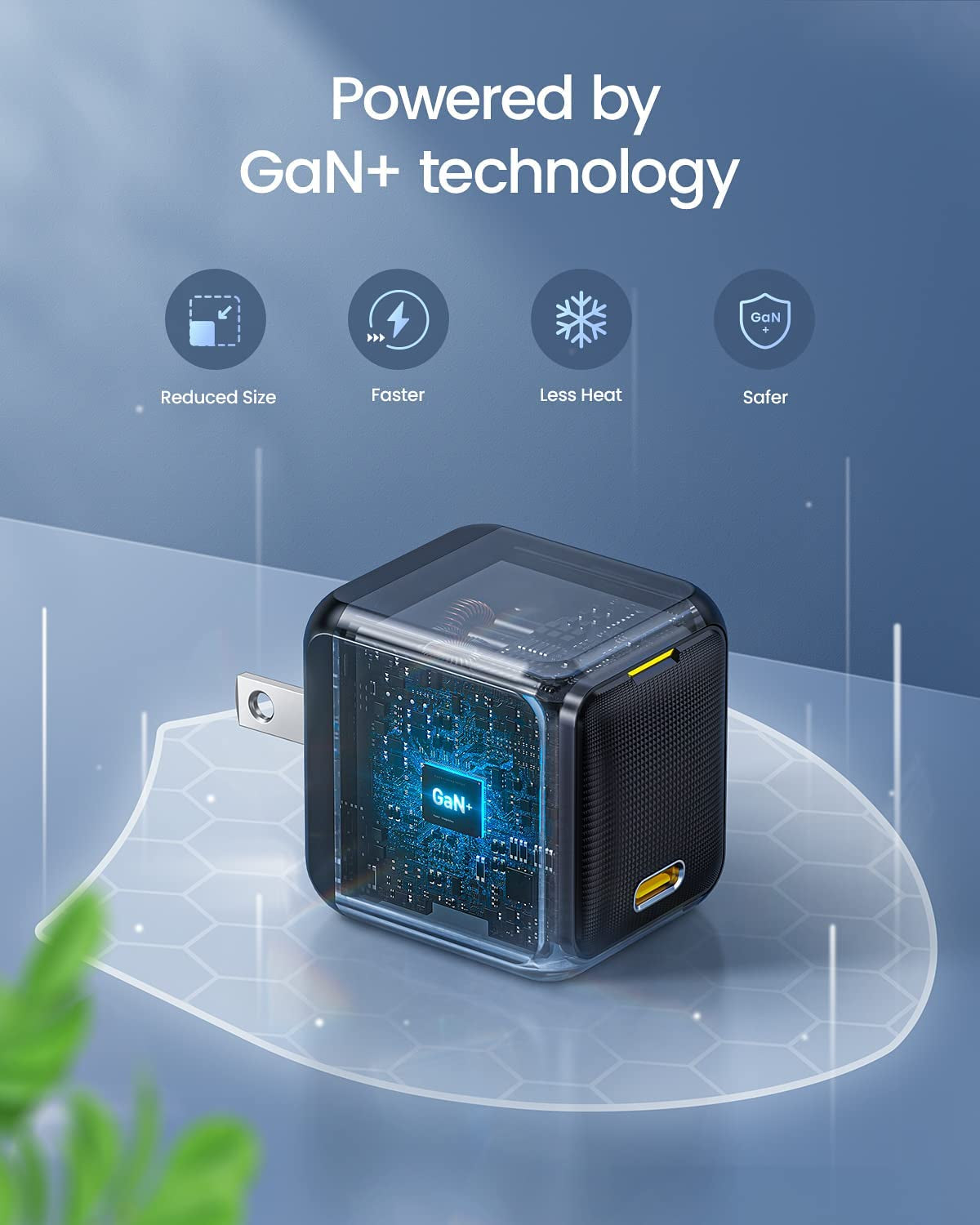 65W PD USB C Charger, Gan+ Magcube Fast Wall Charger Power Adapter with 4Ft USB C to USB C LED Display Cable for Notebook Macbook Pro/Air, Galaxy, for Iphone 15/14/Plus/Pro Max/13/12, Black