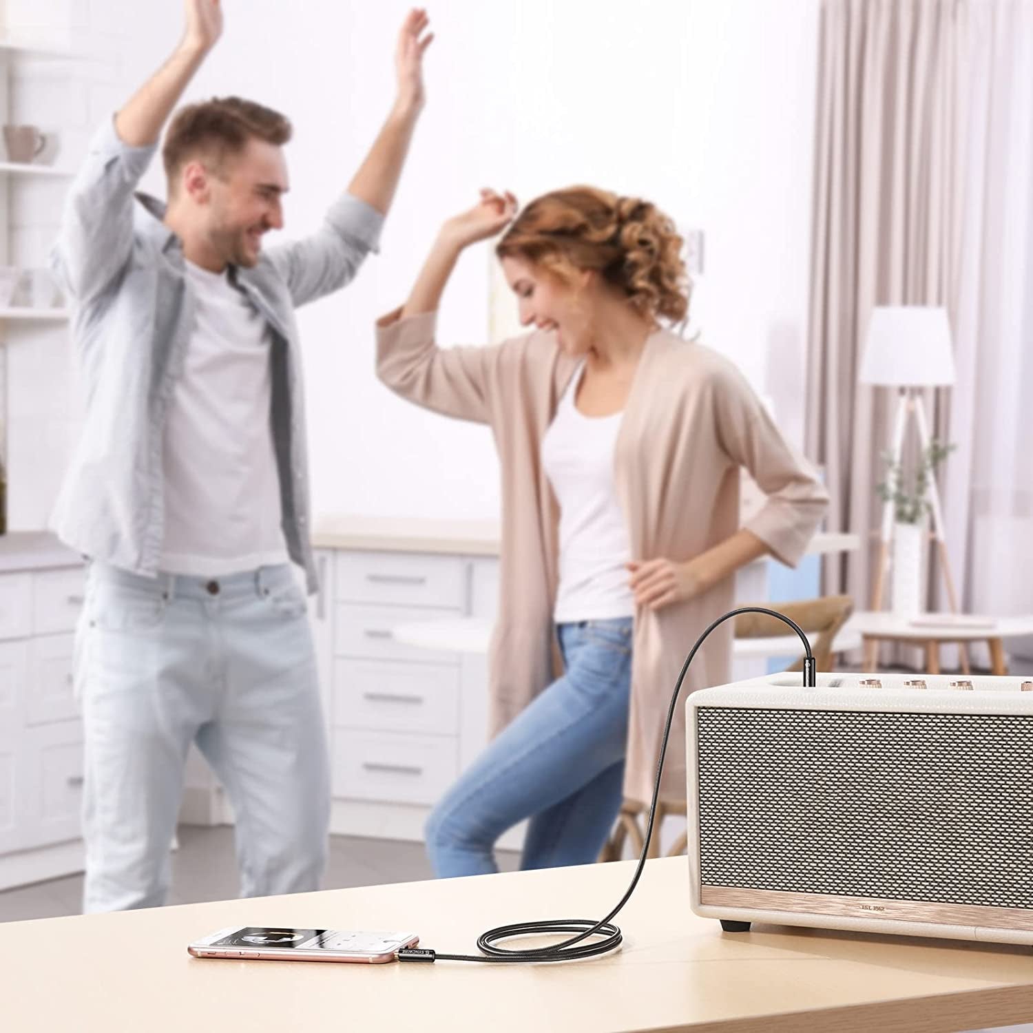 3.5Mm Aux Cable (10Ft/3M) Hi-Fi Sound Nylon Braided Auxiliary Audio Cable Adapter Male to Male AUX Cord for Headphones, Car, Home Stereos, Speaker, Iphone, Ipad, Ipod, Echo & More Black