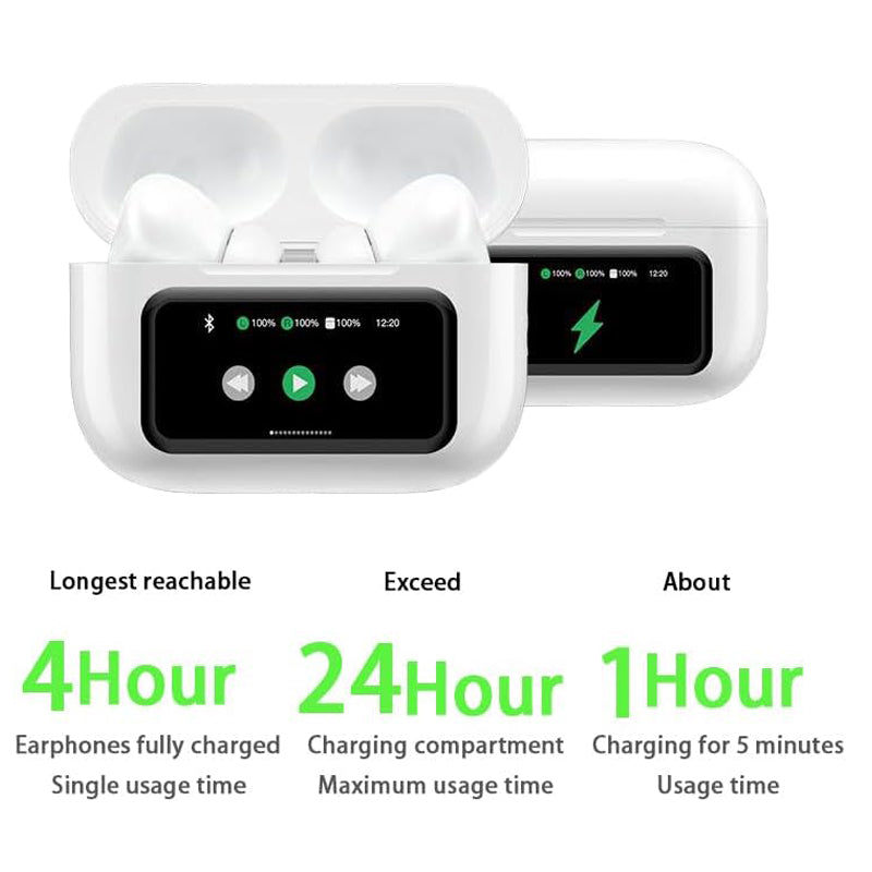 LED Display Noise-Canceling Bluetooth Earbuds