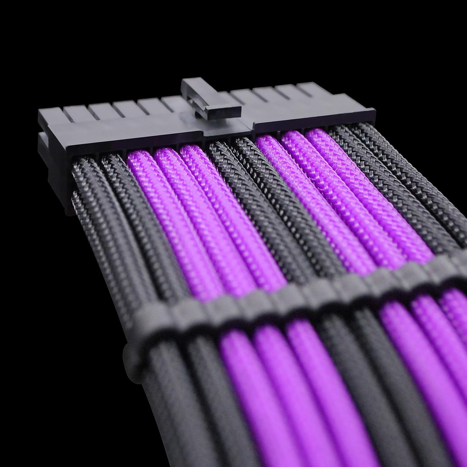 PSU Cable Extension Kit Sleeved Cable Custom Power Supply Sleeved Extension 16 AWG 24-PIN 8-PIN 6-PIN 4+4-PIN with Combs- Black/Purple