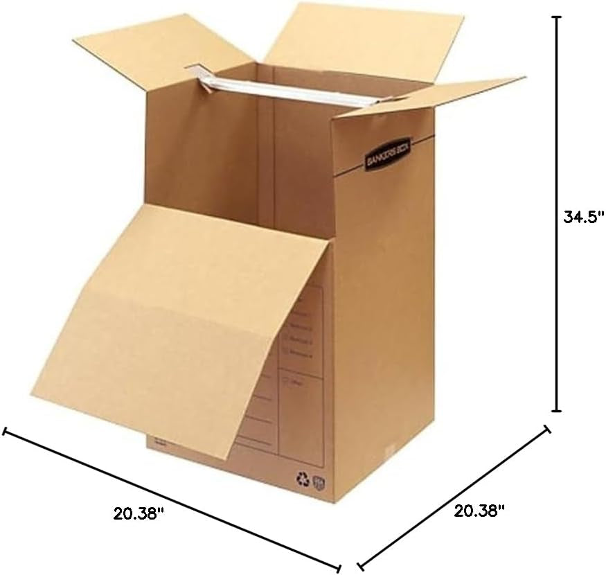 Smoothmove Wardrobe Moving Boxes, Short, 20 X 20 X 34 Inches, 3 Pack (7710902)