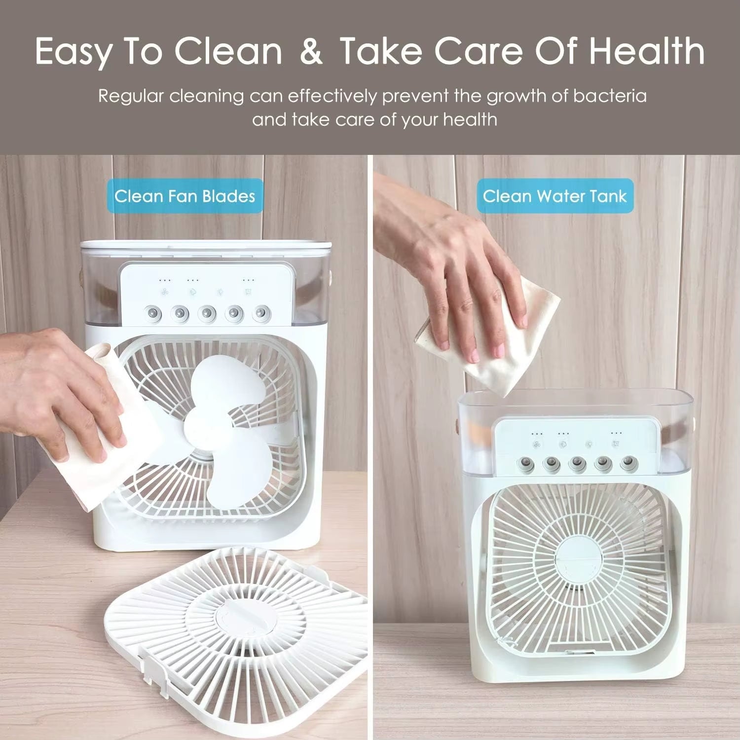 Portable Fan Air Conditioners USB Electric Fan Air Cooler LED Night Light Water Mist Fun 3 in 1 Air Humidifier for Home